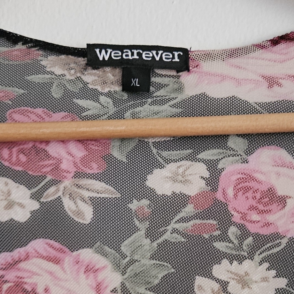 Wearever Women's Long Black Floral Bathing Suit Cover Up Size XL - Picture 3 of 7